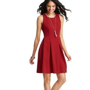 🆕💐ANN TAYLOR LOFT Fit-n-Flair Sleeveless Stretch Petite Red Party Dress 10P